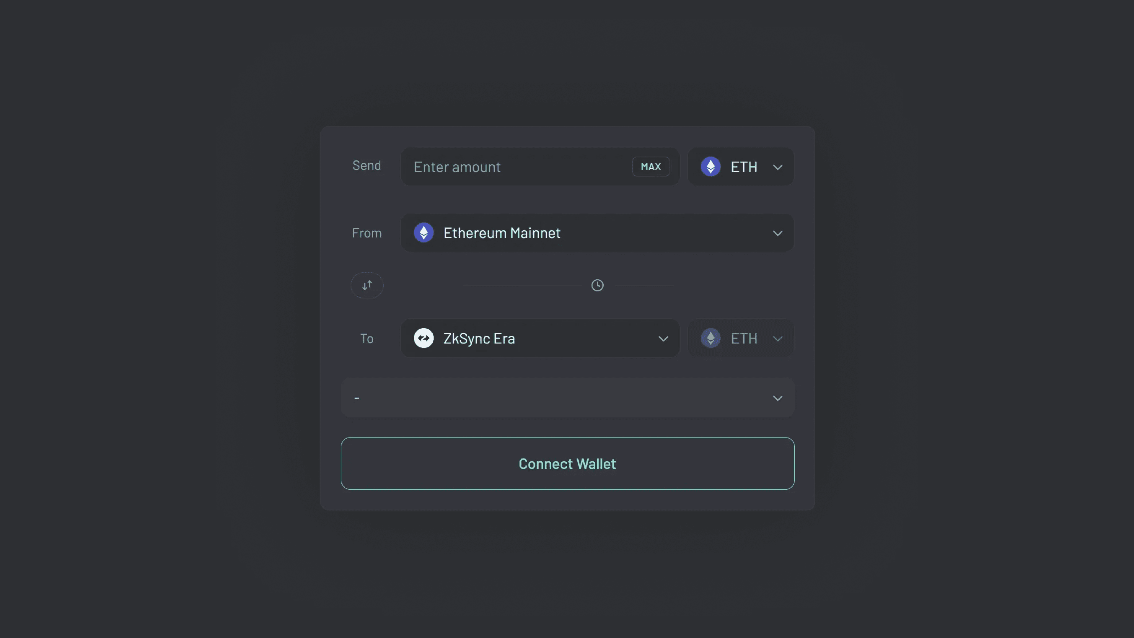 Across ZKsync Bridge: Connect Wallet