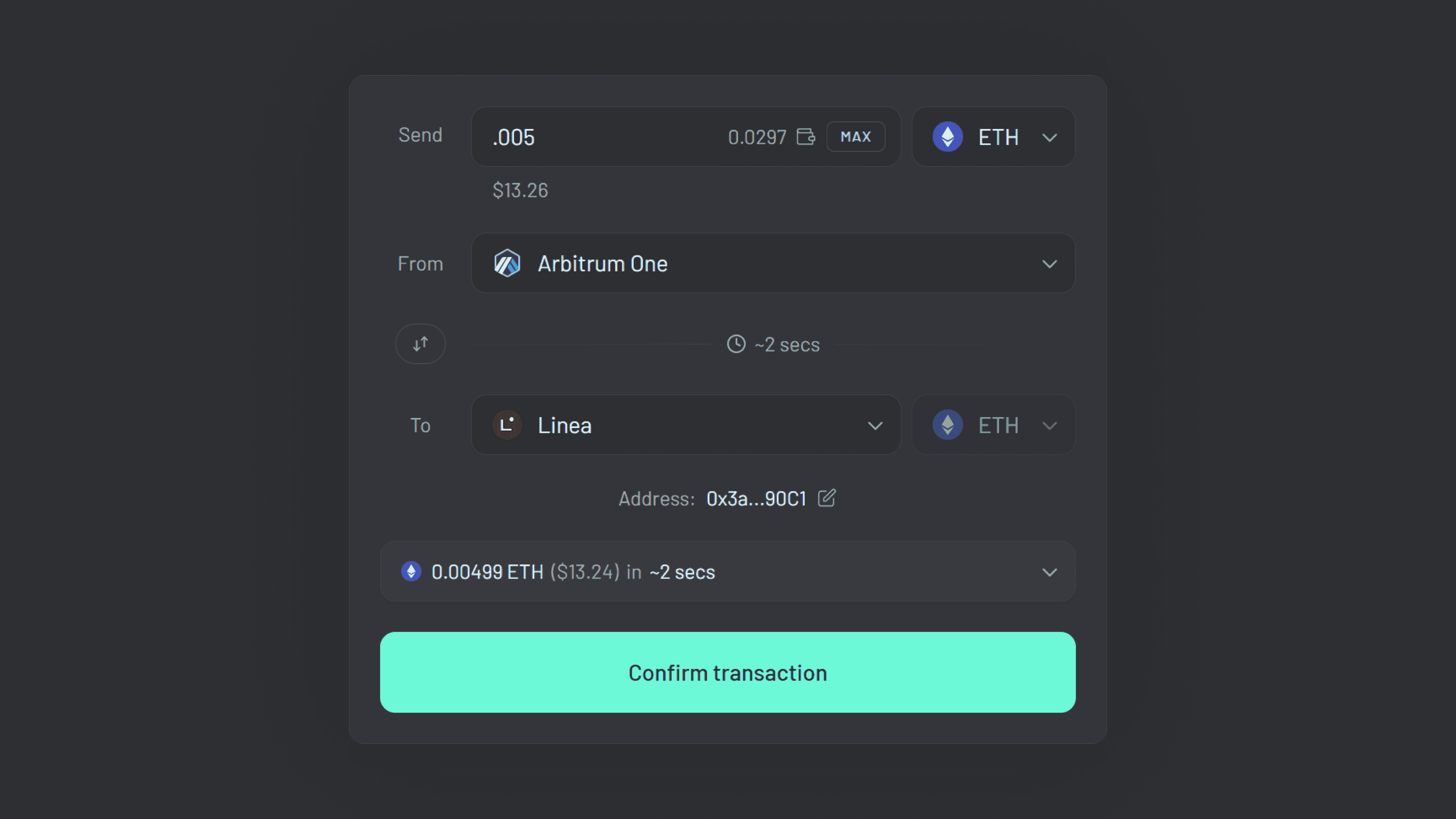 Linea Bridge (Graphic 6) Confirm your bridge transaction.